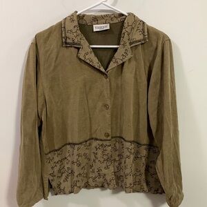 Timbuktu Station light jacket, collar sleeves bottom embroidered, Sz 2 see below